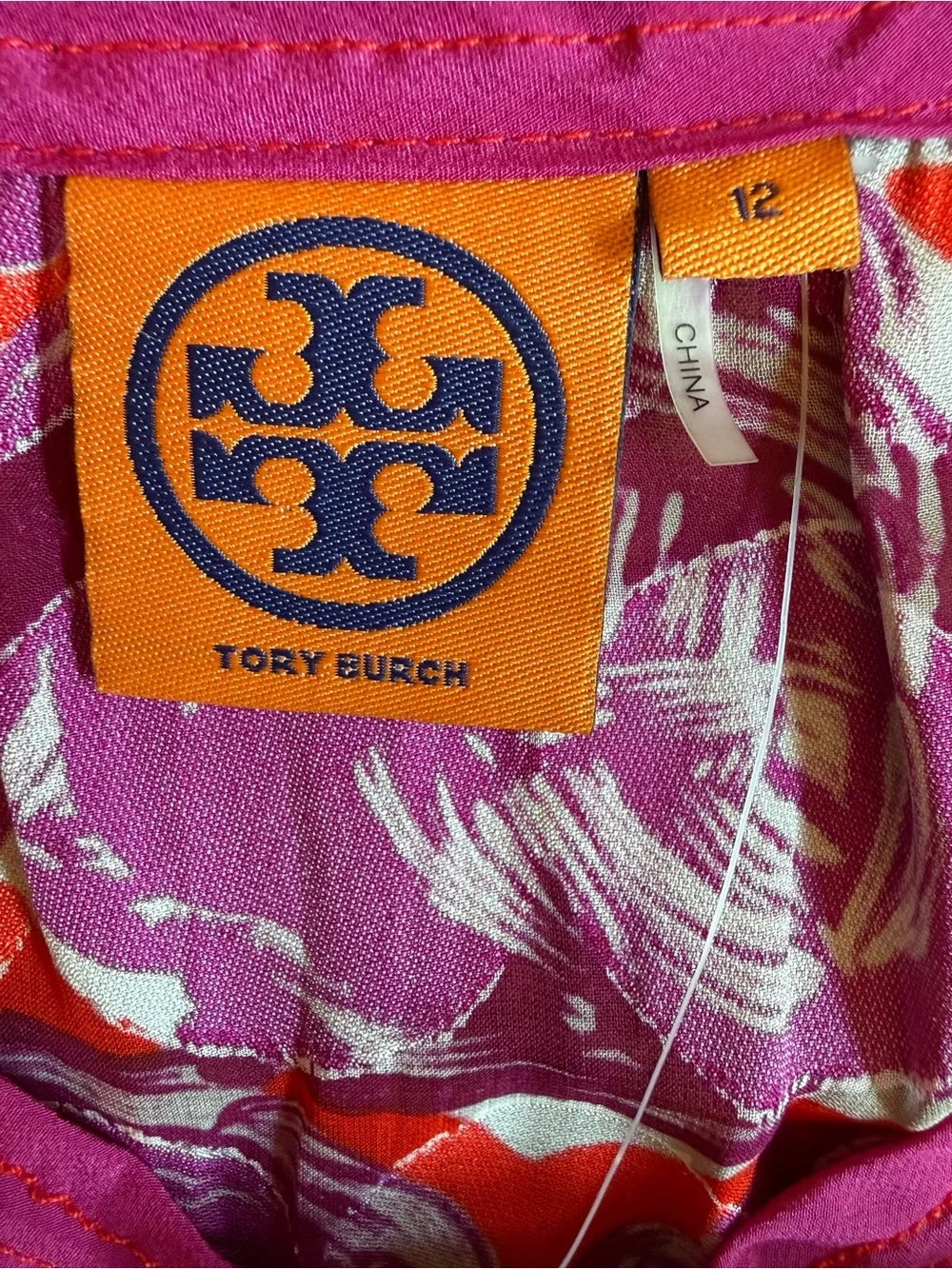 Tory Burch Gwenna Wild Orchid Silk Tunic Top Size 12